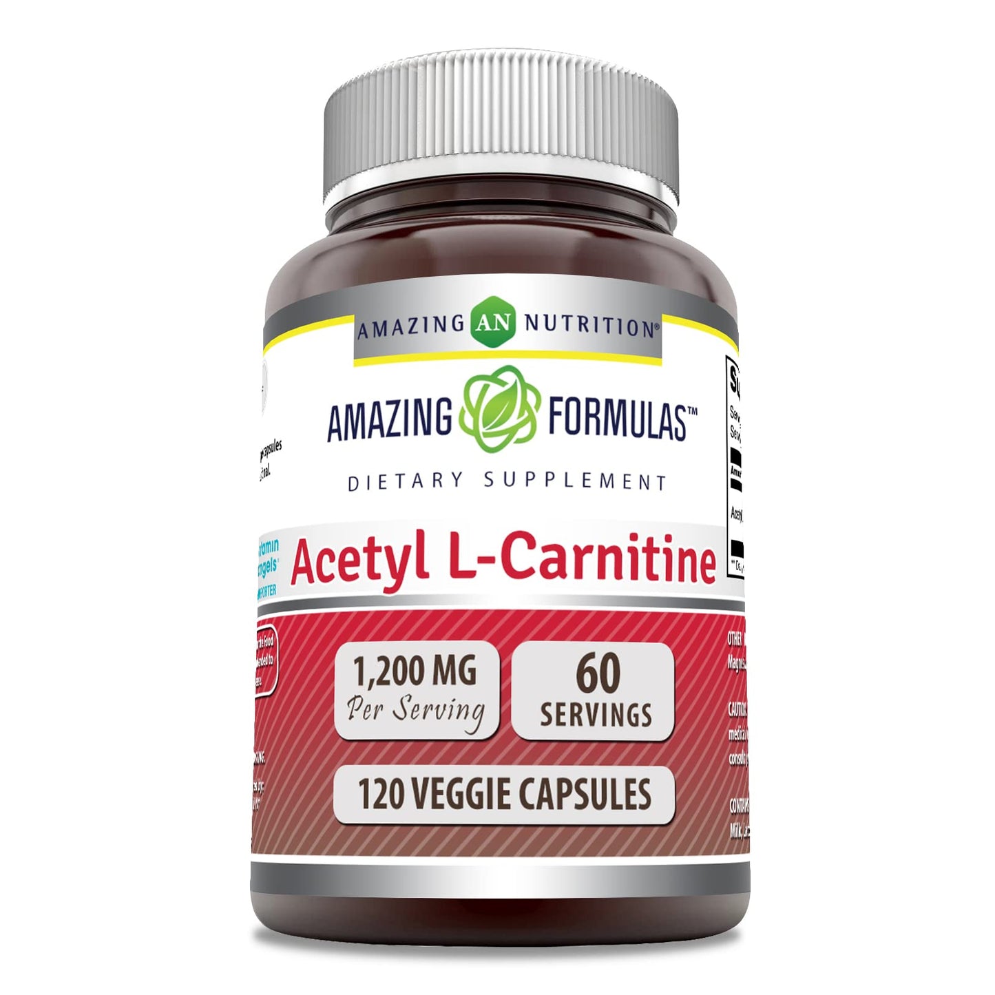 Amazing Formulas Acetyl L-Carnitine Supplement | 1200 Mg | 120 Veggie Capsules | Non-GMO | Gluten Free | Made in USA