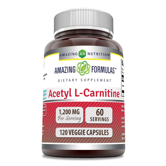 Amazing Formulas Acetyl L-Carnitine Supplement | 1200 Mg | 120 Veggie Capsules | Non-GMO | Gluten Free | Made in USA