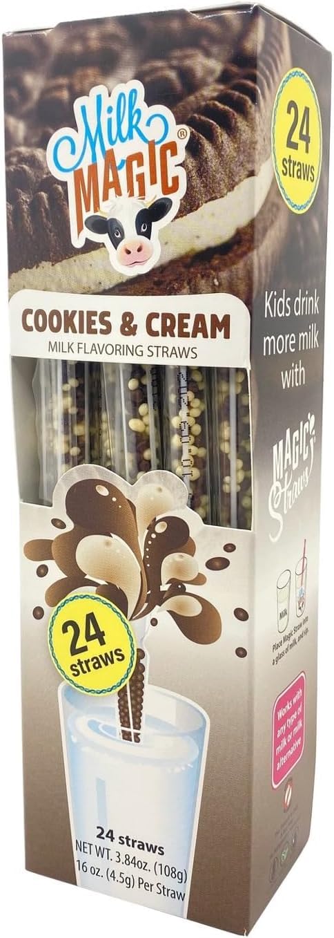 Milk Magic Cookies and Cream Flavor Milk Straws Pack of 24 Milk Flavoring Straws