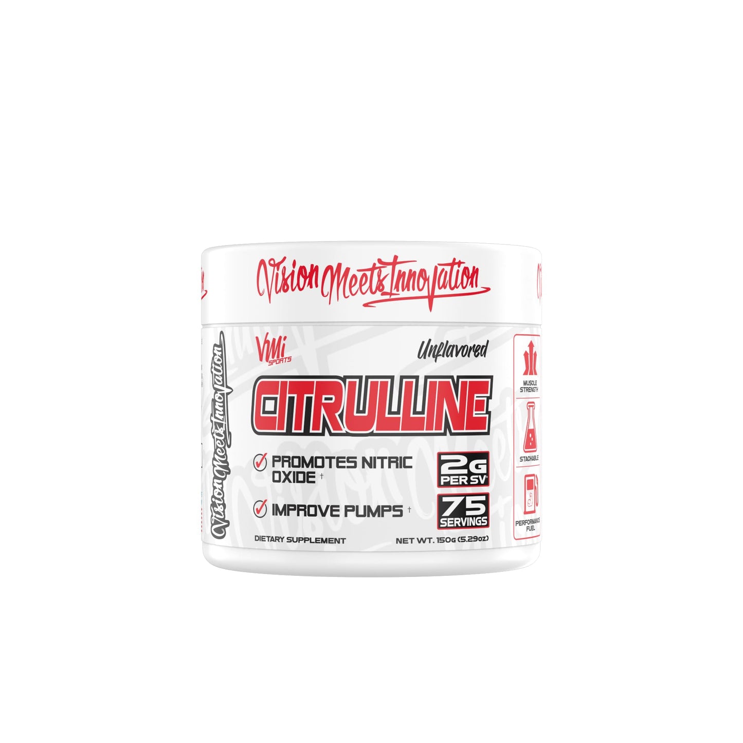 VMI Sports Citrulline Unflavored Powder Pure L-Citrulline | Promote Nitric Oxide Muscle Pumps | 2 g per Serving - 75 Servings