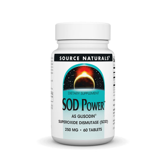 Source Naturals SOD Power As Glisodin Superoxide Dismutase Nutricosmetic Supplement 250mg - 60 Tablets