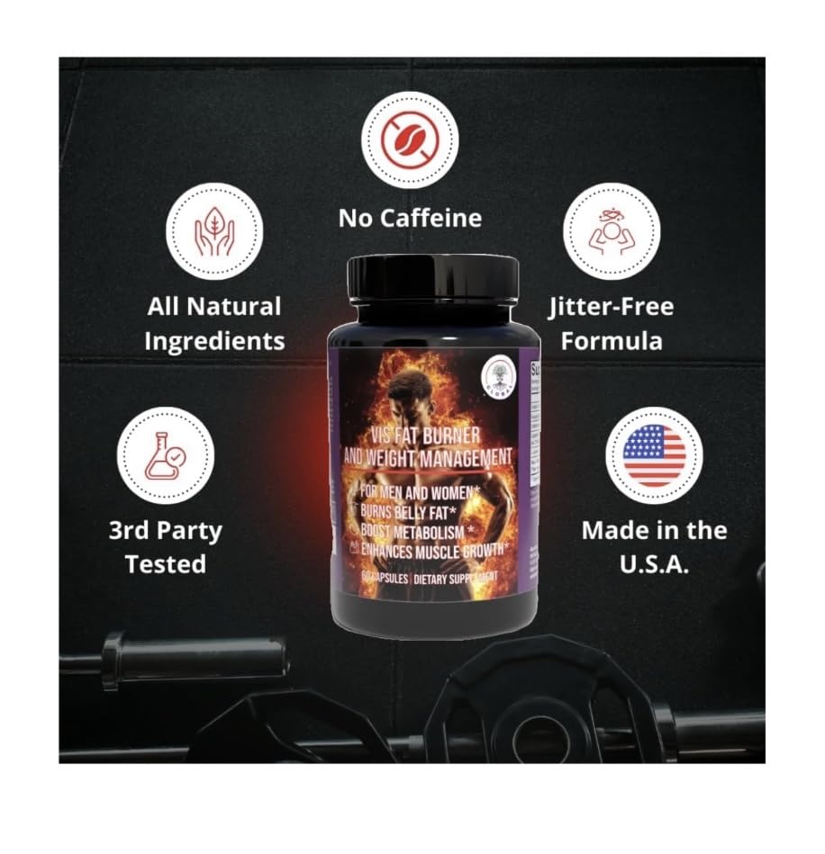 Vis Fat Burner Weight Loss Supplement - Weight Management Fat Burner for Men & Women - Boosts Metabolism, Burns Belly Fat Burner for Women, Enhances Muscle Growth- 60 Capsules