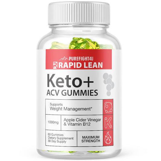 PureFight4U RapidLean Keto +ACV Gummies | Weight Management, ACV Support, Vitamin B12 1000mg| Dietary Supplement 60 Gummies