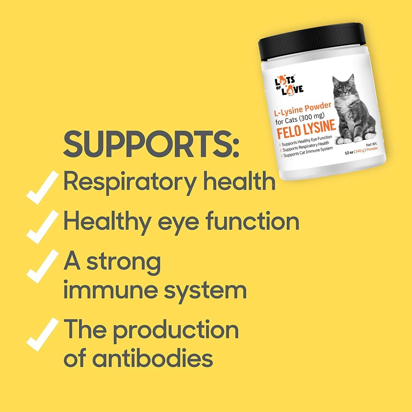 FELO LYSINE - L-Lysine Powder for Cats 300 mg (Thomas Pet Earlier), 12 oz