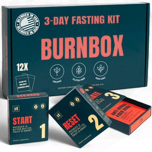BURNBOX 3 Day Fasting Kit | Intermittent Fasting Drink for Women & Men - Manage Weight, Boost Energy & Curb Appetite Cravings - Low-Calorie Diet Food, Fasting Supplement for Full Body Detox & Cleanse
