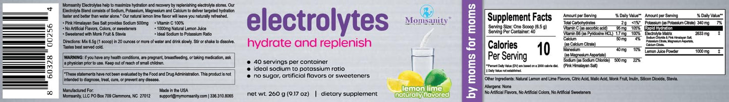 Momsanity - Electrolytes Hydrate and Replenish | 260g (Lemon Lime)