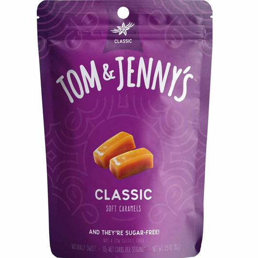 Tom  Jennys Sugar Free Candy Soft Caramel with Sea Salt and Vanilla  Low Net Carb Keto Candy  with Xylitol and Maltitol  Classic Caramel 1pack