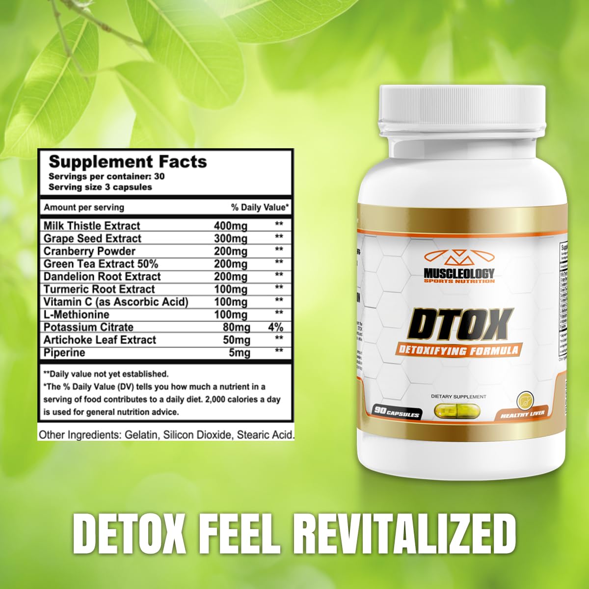 MUSCLEOLOGY Dtox: Liver and Kidney Support Supplement.
