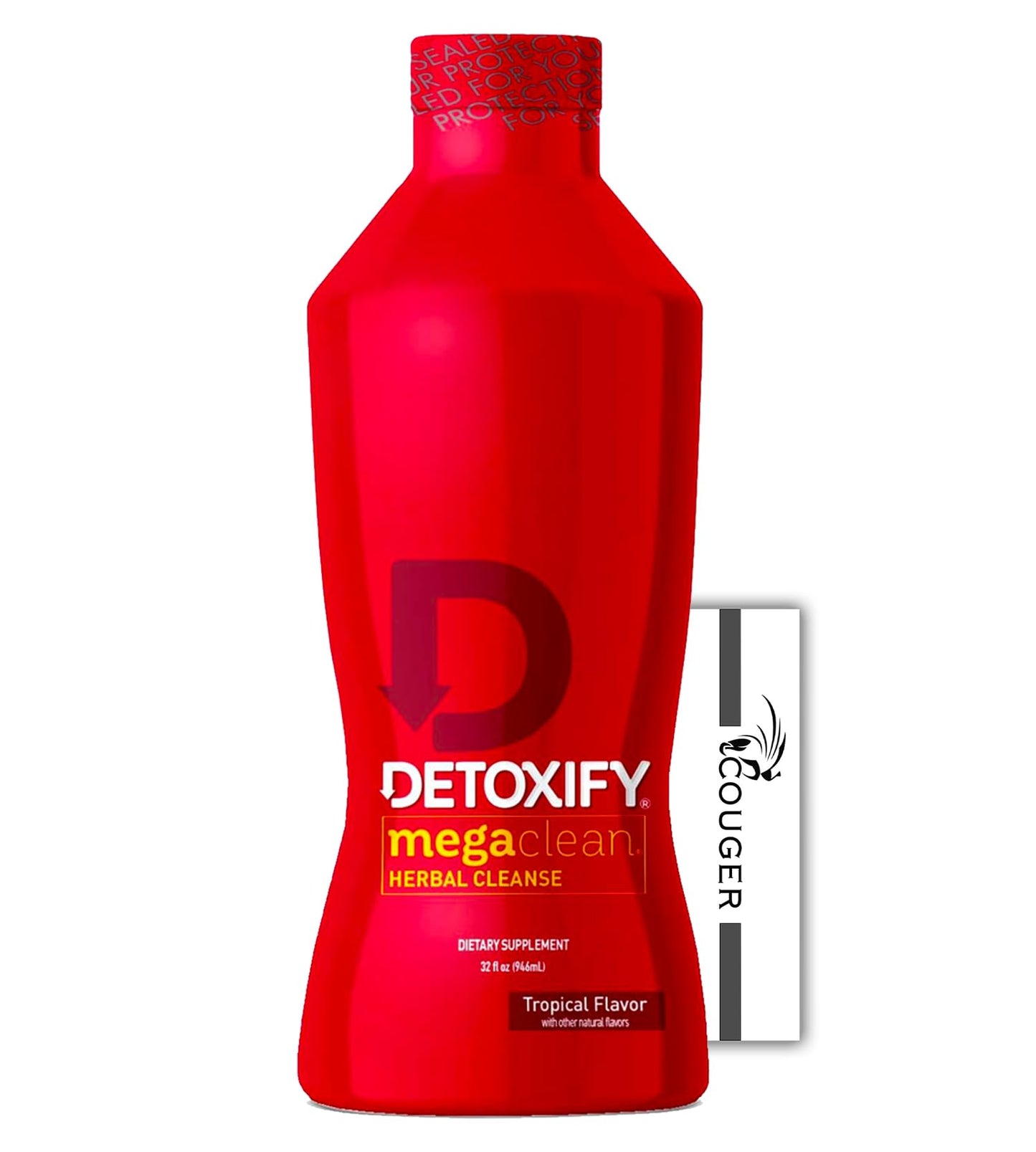 Couger Detox Premium Cleanse - Tropical Flavor - 32 oz - Herbal Detox Drink - with Couger Card Bundle
