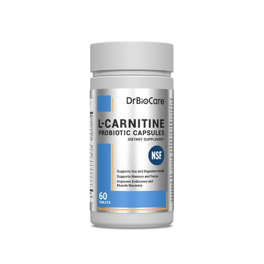 DrBioCare L-Carnitine Probiotics Supplement, Contains L-Carnitine, Probiotics, Green Coffee Powder, Yerha Mate Extract, Garcinia Cambogia Extract, Vitamin B Complex, Vitamin A, Vitamin C 60 Capsules