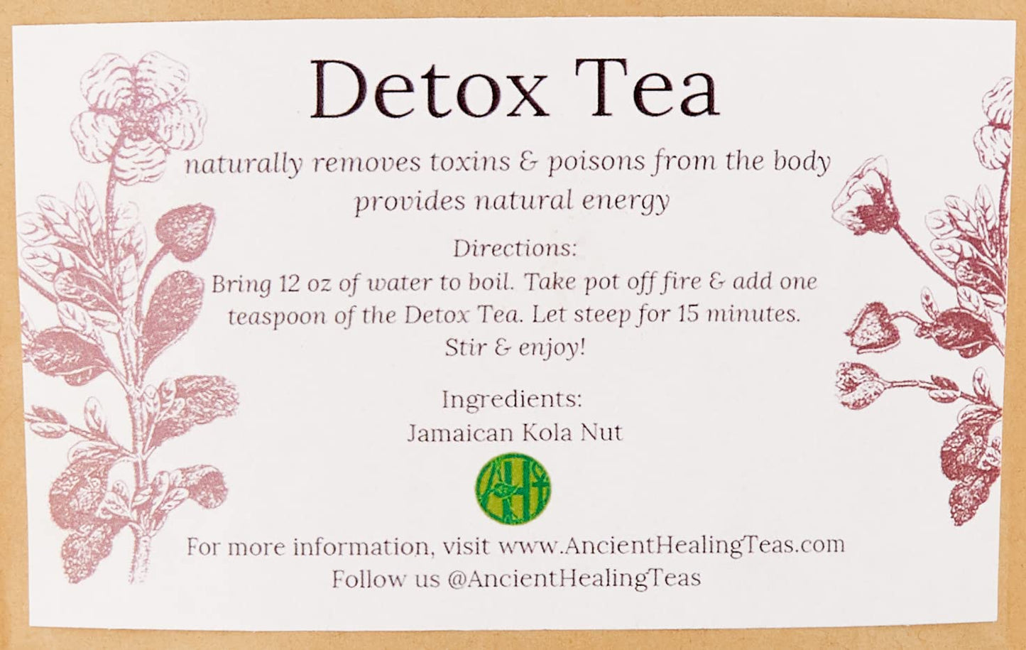 Ancient Healing Teas | Detox Tea | Loose Leaf Tea for Cleansing & Detoxing | Purges the Body of Poisons | Jamaican Kola Nut | 1 oz. | 1 ct.