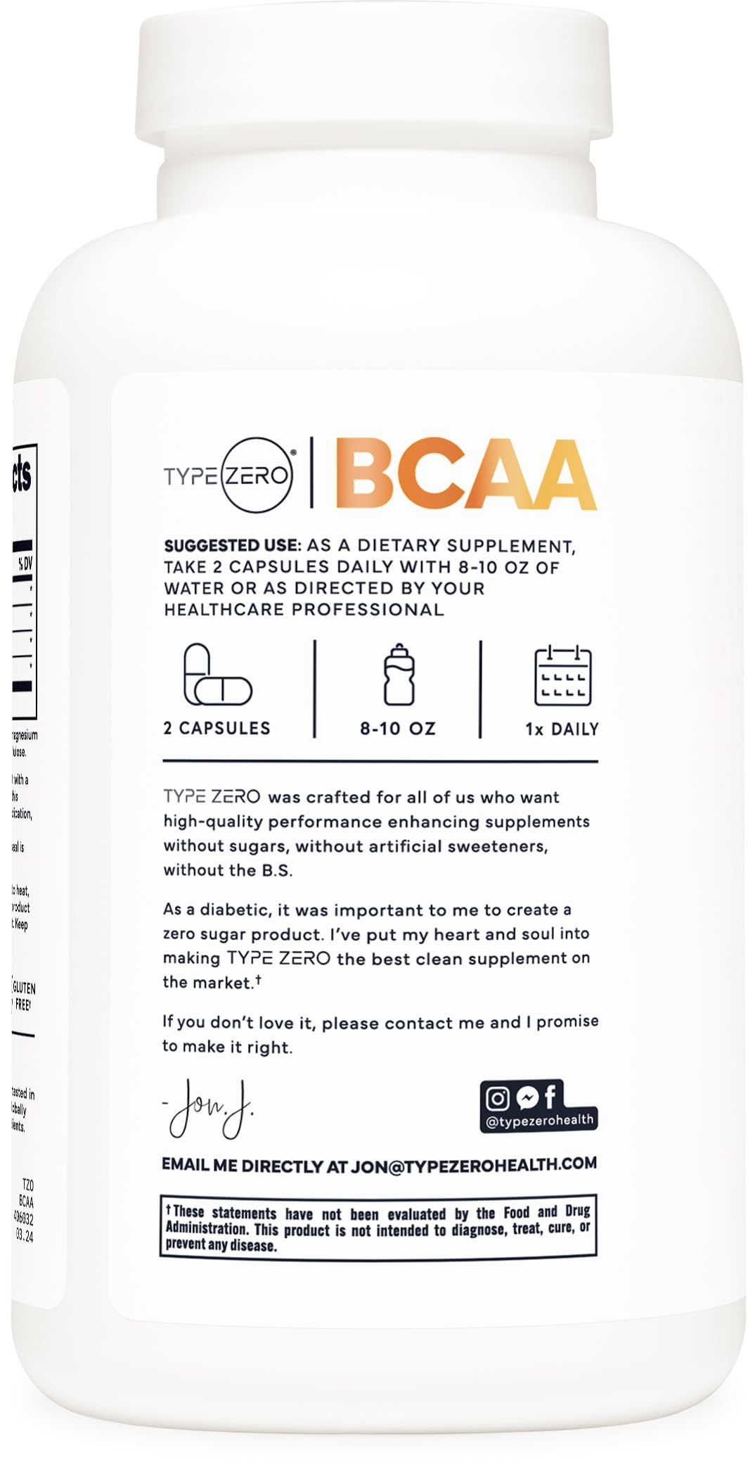 Type Zero BCAA 1000mg (180 Capsules, 90 Servings), Branched Chain Amino Acids (500mg of L-Leucine, 1000mg of L-Isoleucine and L-Valine)