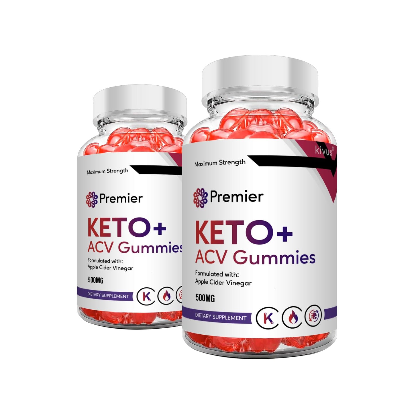 kivus Premier Keto Gummies - Premier Keto + ACV Gummies (2 Pack, 120 Gummies)