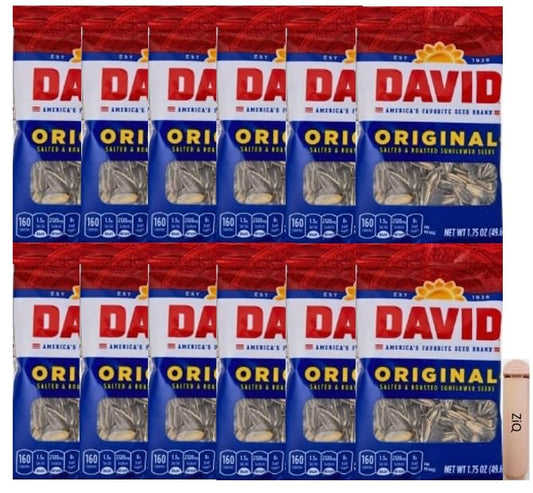 David Seeds Original Sunflower Seeds 175ounce BagsPack of 12 ZiQ clip 1pc