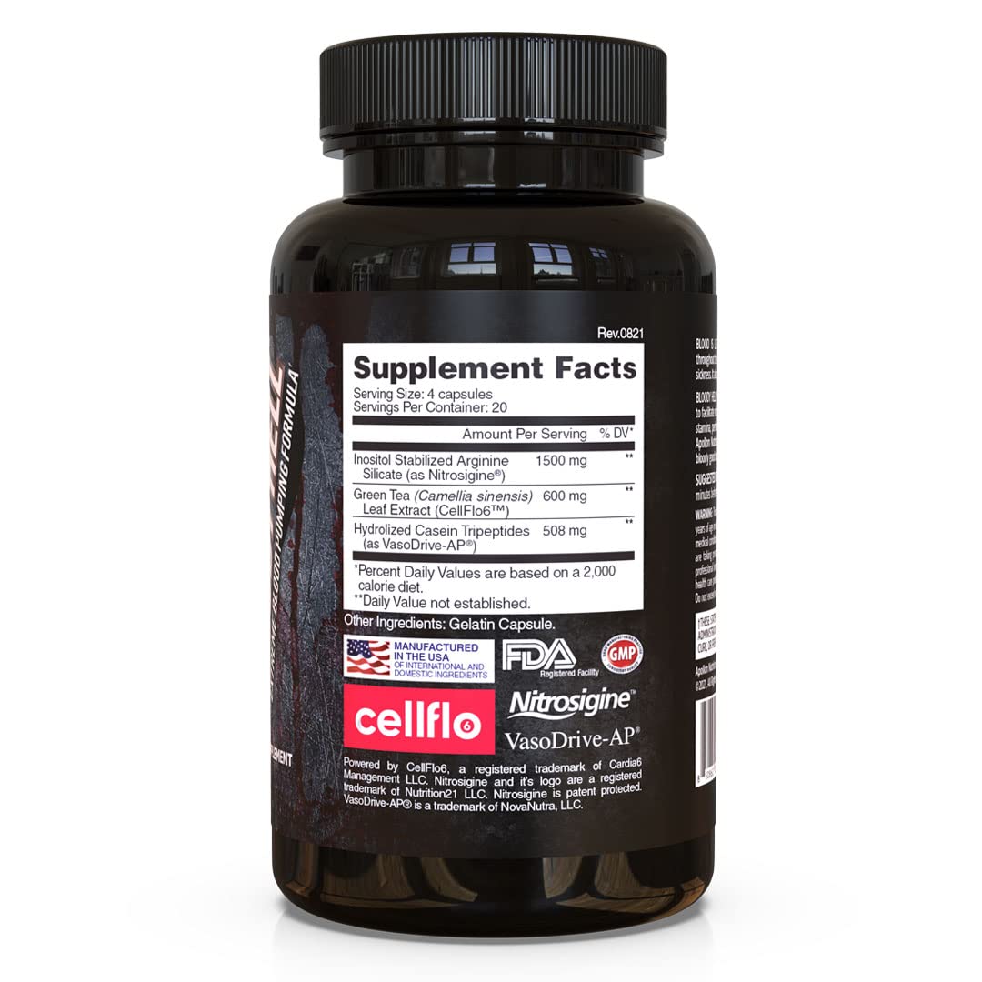 Apollon Bloody Hell - 3 Stage Pump & Nitric Oxide Maximizer with Nitrosigine, VasoDrive-AP, and CellFlow6 | 80 Capsules