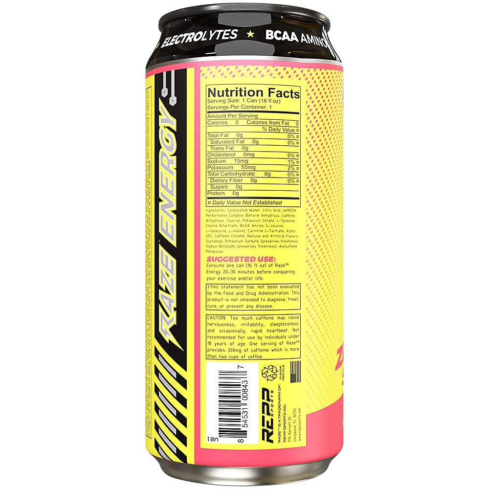RAZE Zero Sugar Energy Drink 300mg Caffeine Zero Calories Sugar Free Energy Drink Performance and Hydration Galaxy Burst 12 Pack