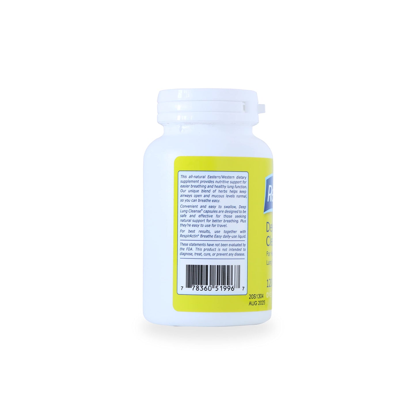 SUNFORCE HEALTH & ORGANICS Deep Lung Cleanse Veggie Caps | RespirActin Product Family of Herbal Supplements | Respiratory System Support (120)