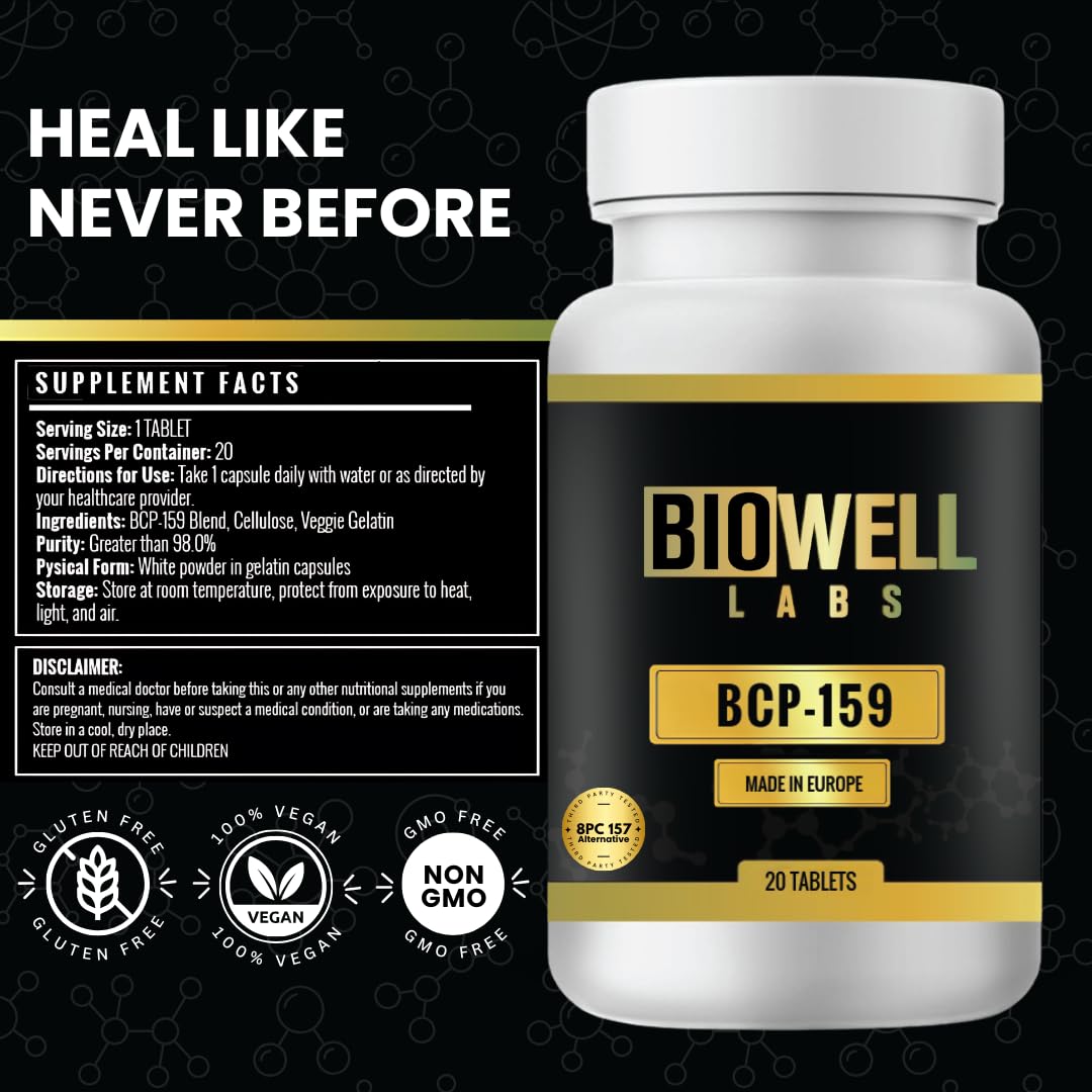 BioWell Labs BCP 159 Body Protect Complex 500mcg - High Potency Formula for Active Lifestyle Support - Non-GMO, Gluten-Free & Vegan| 20 Tablets