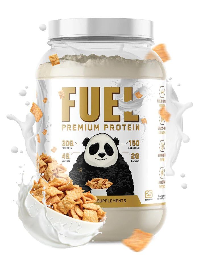 Underground Bio Labs Panda Fuel Premium Protein Non-GMO Whey,Hydrolyzed Collagen,Casein,Probiotics,Digestive Enzymes, Keto Friendly,Time Release, 25 Servings (Cinnamon Toast) (with inclusions)