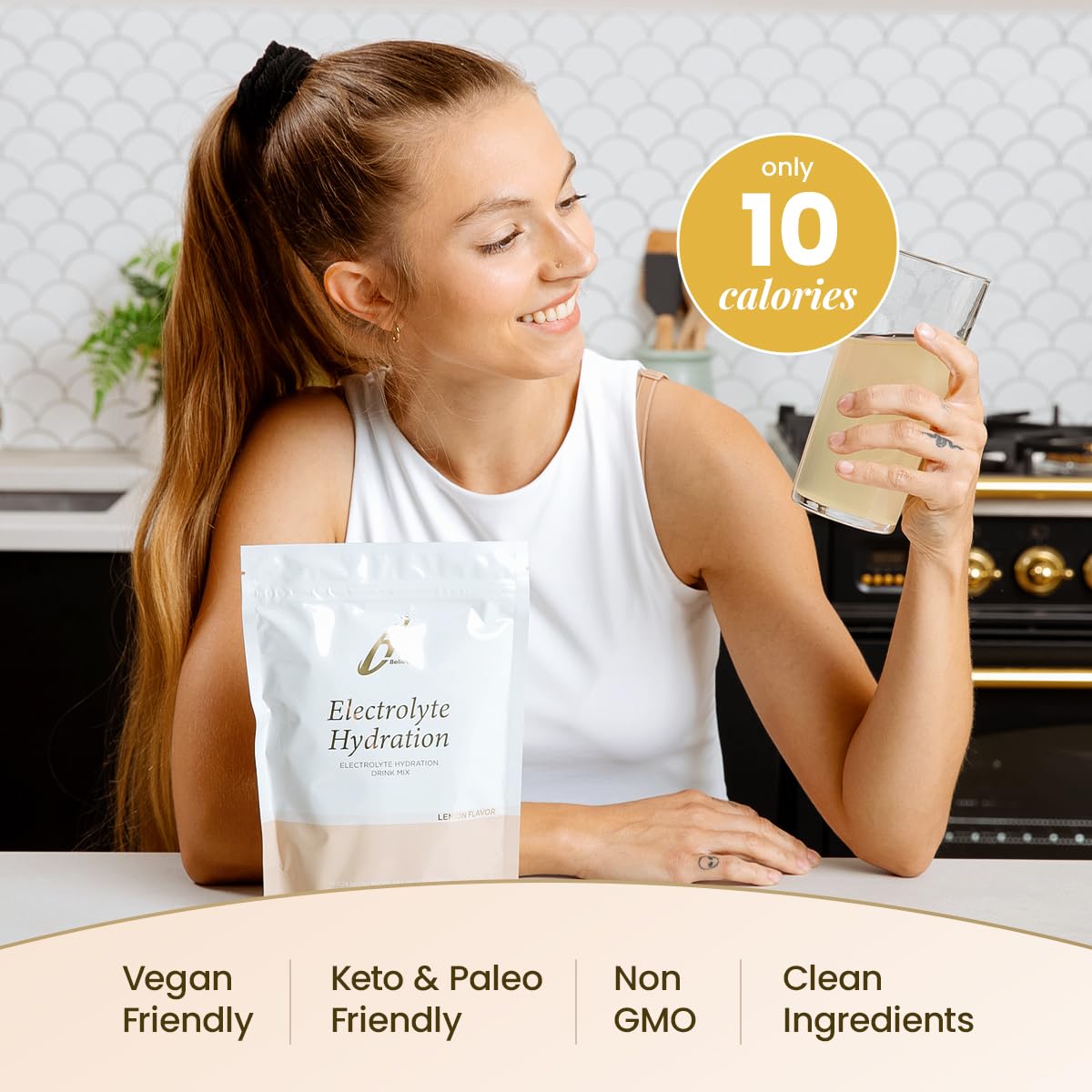 Sugar-Free Hydration - Electrolyte Hydration Packets - Hydration Powder Drink Mix (Lemon Flavor) - Health and Beauty - Non-GMO - Gluten Free - Vegan Friendly - Paleo & Keto Friendly - 10 Calories