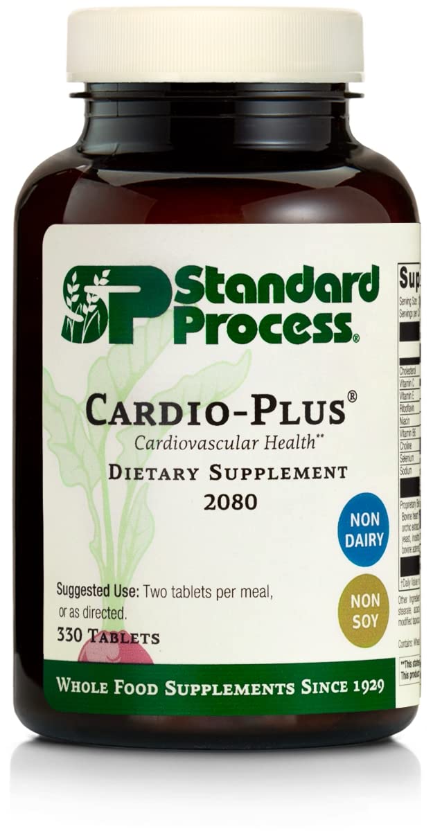 Standard Process Inc. Cardio-Plus - Antioxidant Support - Heart Health, Circulation & Blood Flow Supplement with Vitamin B6, Niacin & Riboflavin - Energy Metabolism Supplement - 330 Tablets