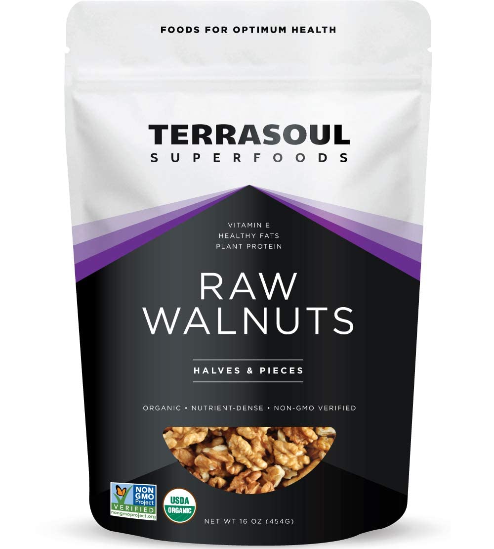 Terrasoul Superfoods Raw Organic Walnuts 16 Oz  Chandler Variety  Fresh  Light Color