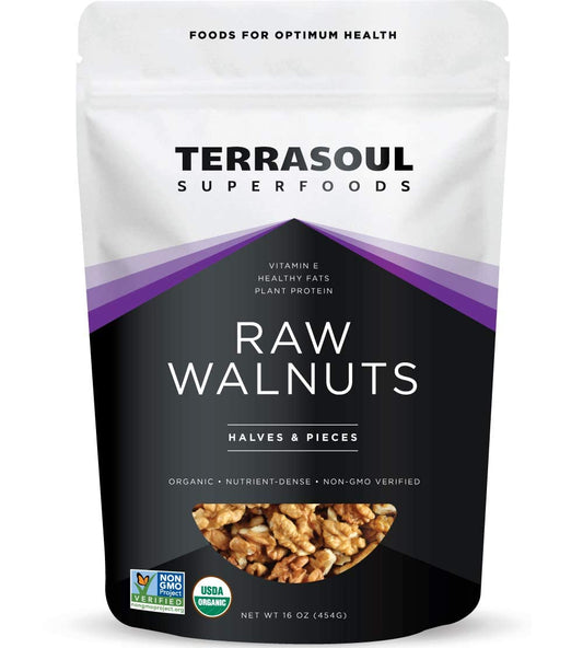 Terrasoul Superfoods Raw Organic Walnuts 16 Oz  Chandler Variety  Fresh  Light Color
