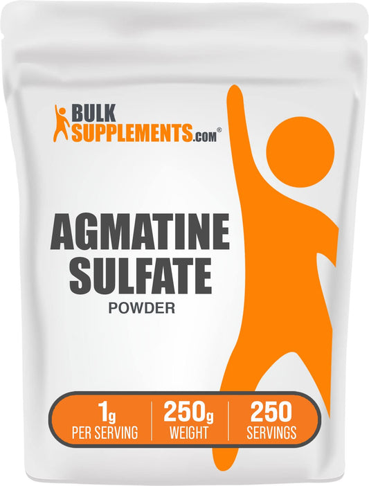 BulkSupplements.com Agmatine Sulfate Powder - Nitric Oxide Supplement - Unflavored & Gluten Free, 1g per Serving, 250g (8.8 oz) (Pack of 1)