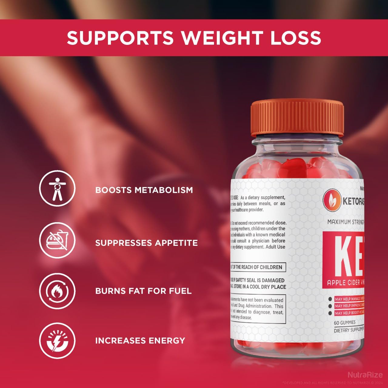 NutraRize (Pack of 2 KetoFast4ME ACV Gummies for Advanced Weight Loss, Maximum Strength Supplement, Keto Fast 4 ME Gomitas Gummy Reviews (120 Gummies)