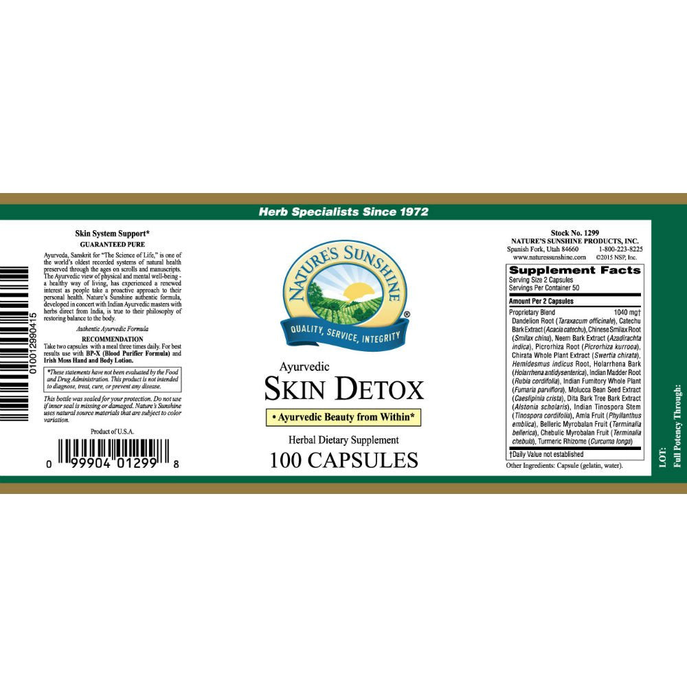 Nature's Sunshine Ayurvedic Skin Detox 100 Capsules