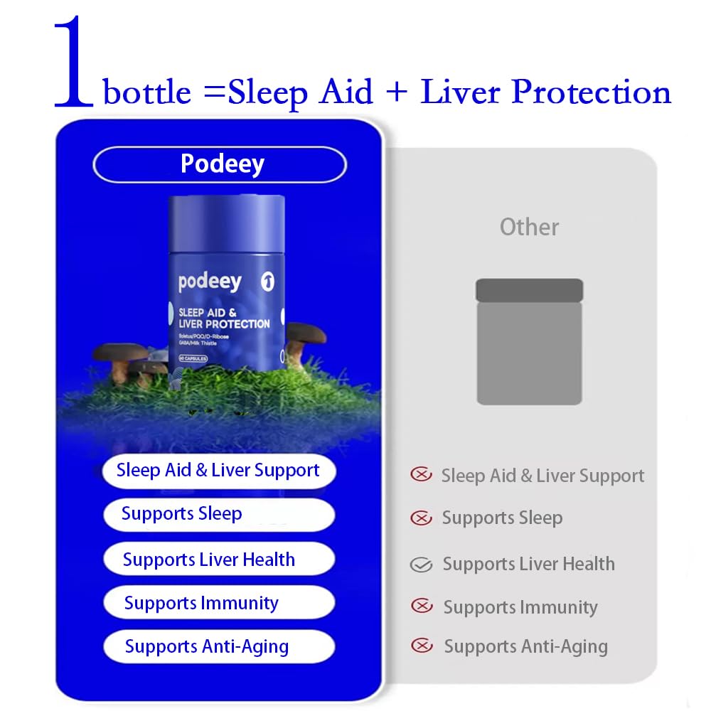 Podeey Liver Cleanse & Detox & Sleep Support & Ingredient Blend Milk Thistle,Curcumin,D-Ribose,Gamma-Aminobutyric Acid (GABA),Coenzyme Q10,COQ10