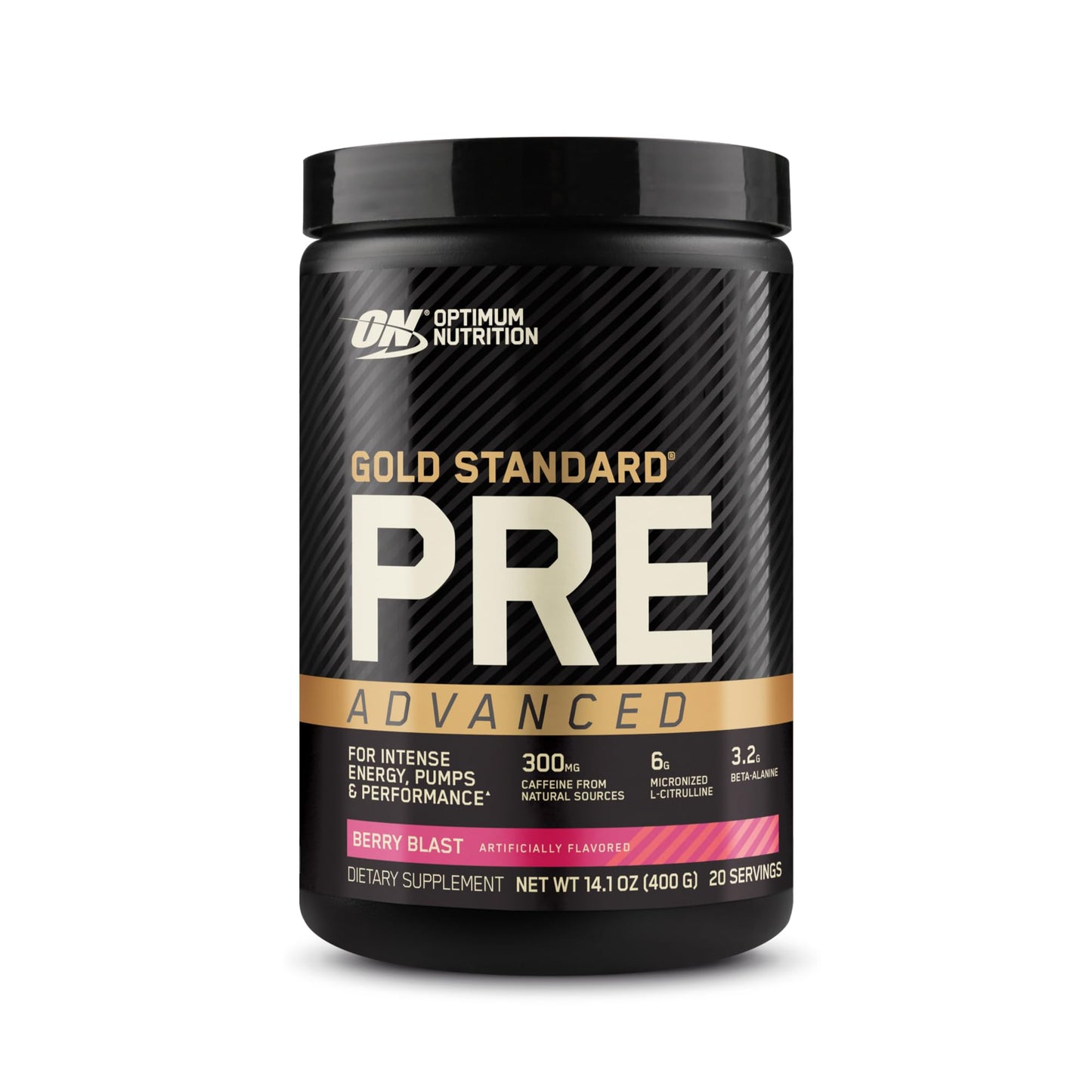Optimum Nutrition Gold Standard Pre Workout Advanced, with Creatine, Beta-Alanine, Micronized L-Citrulline and Caffeine for Energy, Keto Friendly, Berry Blast, 20 Servings