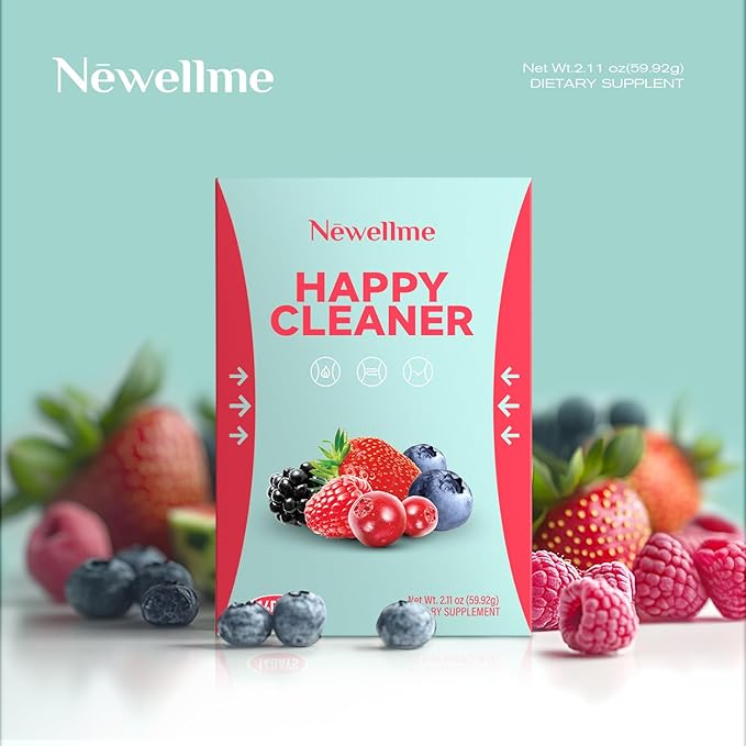 Happy Cleaner Superfood Powder – Sugar-Free Berry & Watermelon Drink Mix, Antioxidant & Digestion Support, Vegan, Non-GMO, Gluten-Free, 28 Packets