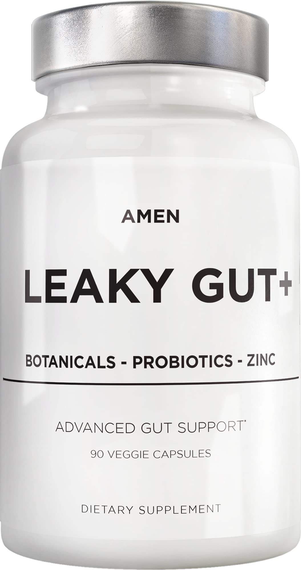 Amen Leaky Gut Supplement - Advanced Formula with Bioavailable L Glutamine, Zinc, Turmeric, DGL Licorice Root - Marshmallow Root - Probiotics & Fermented Prebiotics - Vegan, Non-GMO - 90 Capsules