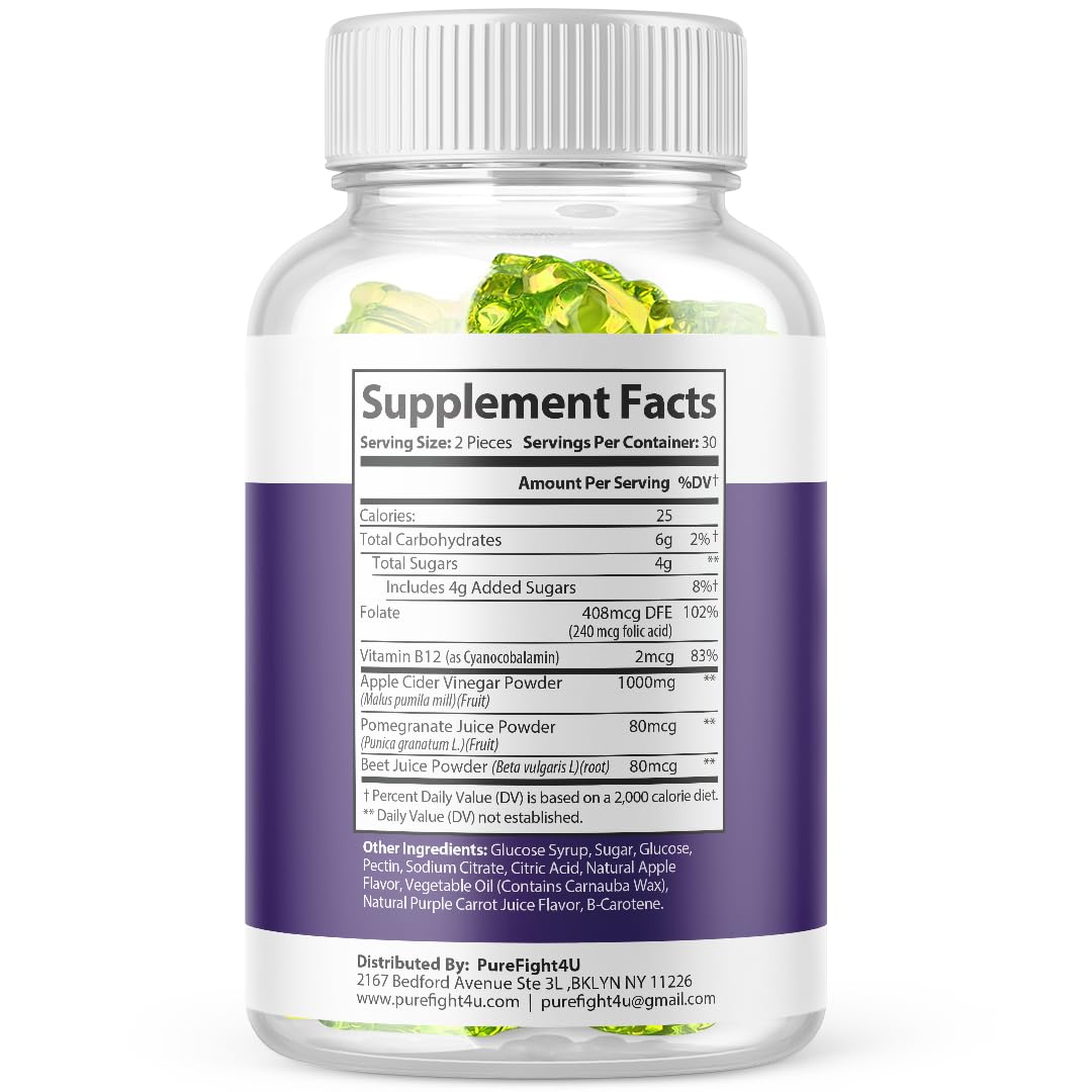 PureFight4U KetoBod Keto +ACV Gummies | Weight Loss Management, ACV Support, Maximum Strength Formula | Dietary Supplement 1000mg | 60 Gummies