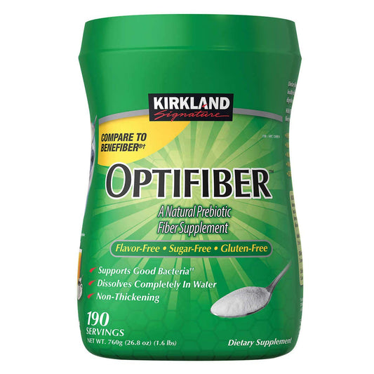 KIRKLAND Signature OPTIFIBER, Powder, Sugar Free Favor Free Gluten Free Non Thickening, NET WT. 760g/26.8 oz (1.6 lbs) (190 Servings)