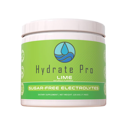 Hydrate Pro Sugar-Free Electrolyte Powder | 1000mg High-Sodium Electrolyte Complex | POTS Support & Keto Flu Prevention | 45 Servings Natural Hydration (Lime)