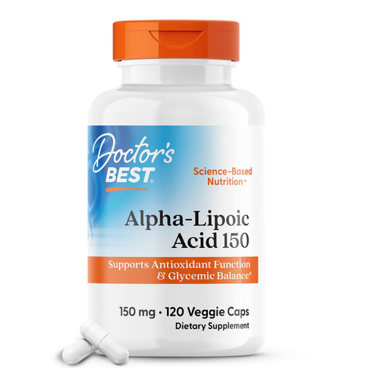 Doctor's Best Alpha-Lipoic Acid 150, Helps Support Glucose Metabolism and Regenerate Antioxidants* Non-GMO, Gluten Free, Vegan, Soy Free, 150mg, 120 Veggie Caps