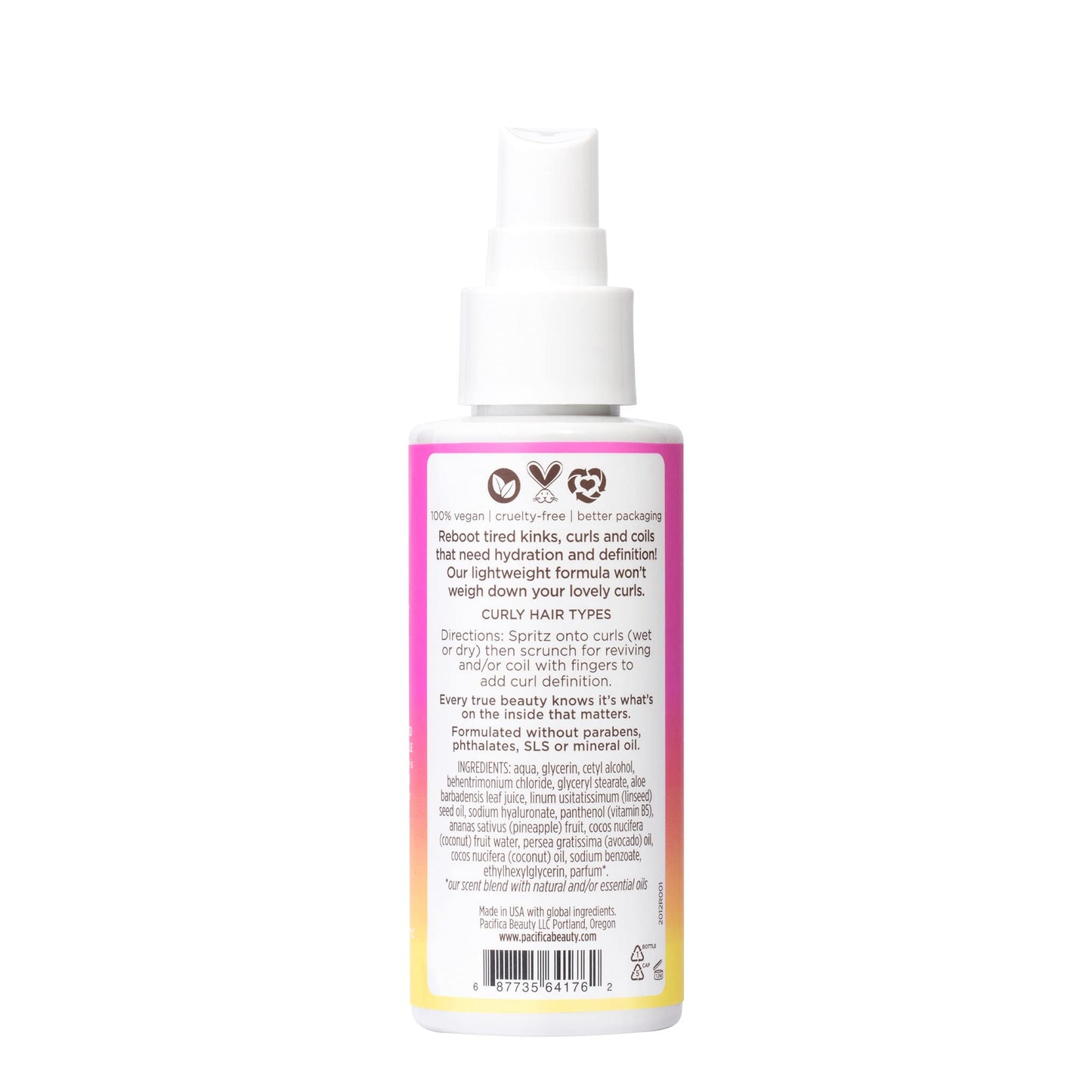 Pineapple Curls Refresher Mist by Pacifica for Women - 4 Oz Mist