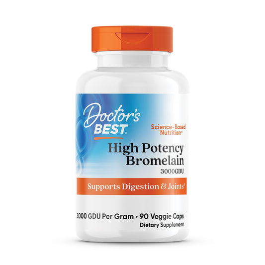 Doctor's Best 3000 GDU Bromelain Proteolytic Digestive Enzymes Supplements, Supports Healthy Digestion, Joint Health, Nutrient Absorption, 500 mg,Capsule, 90 Count(Pack of 1)