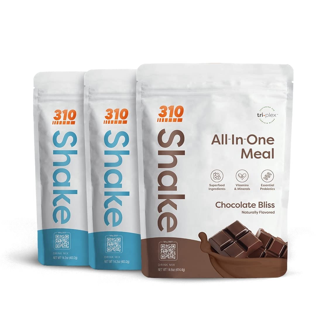 310 Nutrition - All-In-One Meal Replacement Shake - New Formula with Fiber Rich Vegan Superfood Blend - Natural Sweeteners - Low Carb Shake, Keto & Paleo Friendly - Gluten Free - 26 Essential Vitamins & Minerals - Triple Flavor Pack