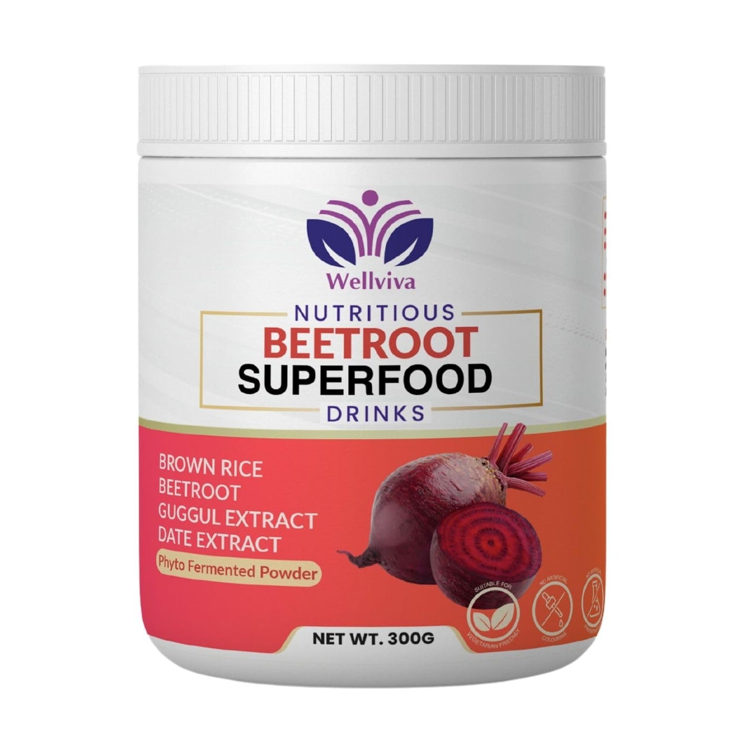 Wellviva Beetroot Superfood Nutritious Oat Drink 300g I Natural Nitric Oxide Booster, Prebiotic & Fiber with 101 Fruits & Vegetables, Boosts Metabolism, Superfood for Stamina, Beetroot Powder