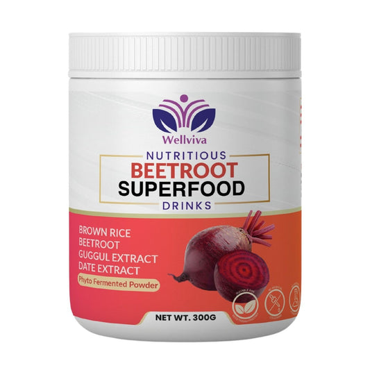 Wellviva Beetroot Superfood Nutritious Oat Drink 300g I Natural Nitric Oxide Booster, Prebiotic & Fiber with 101 Fruits & Vegetables, Boosts Metabolism, Superfood for Stamina, Beetroot Powder