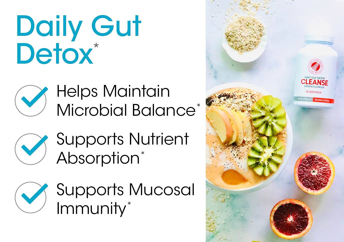 Silver Fern Gut Rehab Kit - 30 Day Supply - Cleanse Daily (1 Bottle = 120 Capsules) & Ultimate Probiotic (1 Bottle = 60 Capsules) - Immunoglobulins & Spore Forming Probiotics