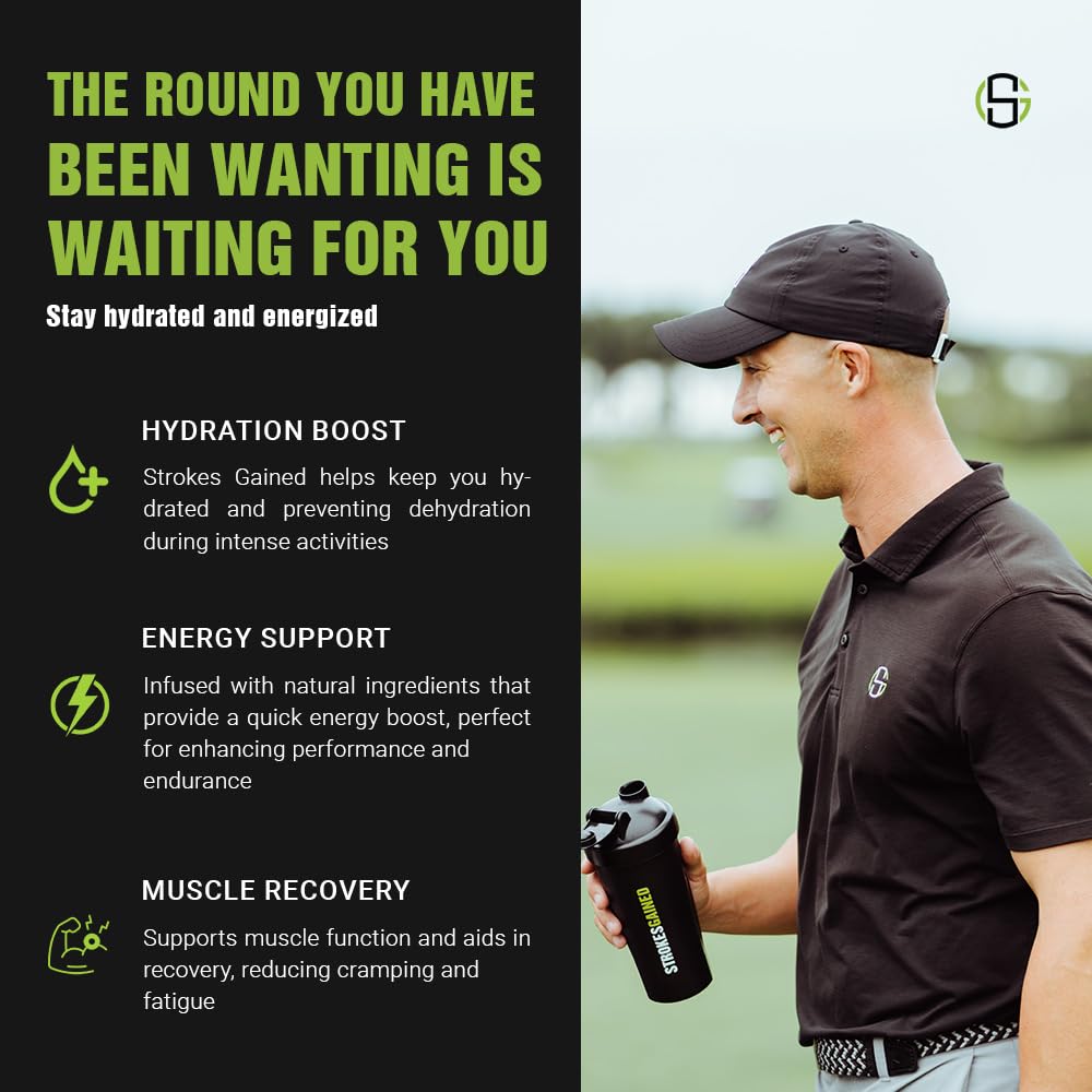 Strokes Gained Golf Hydration Lemon Lime Electrolyte Powder - Sugar Free Drink Mix Packets - Golf Accessories for Men & Women - Golf Gifts - 20 Stick Packs