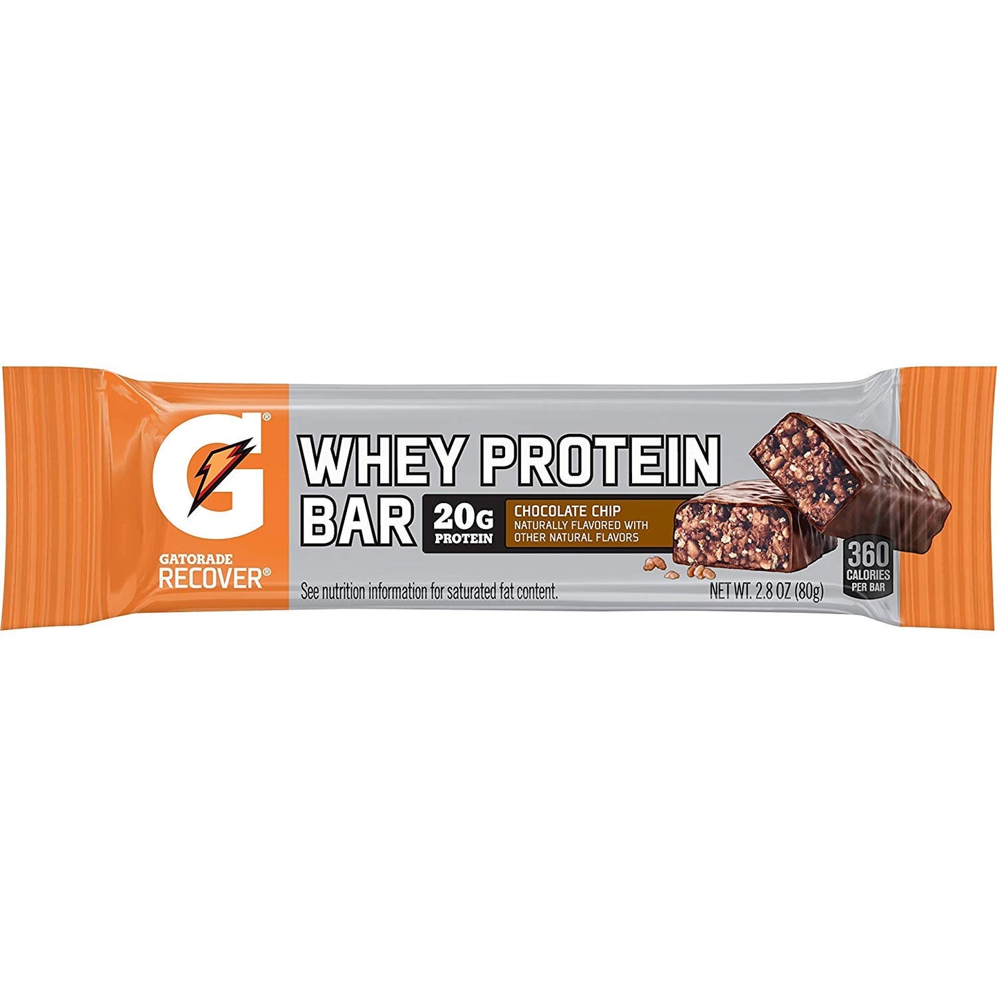 Gatorade Whey Protein Recover Bar Chocolate Chip 28 Ounce Bars 12 Count