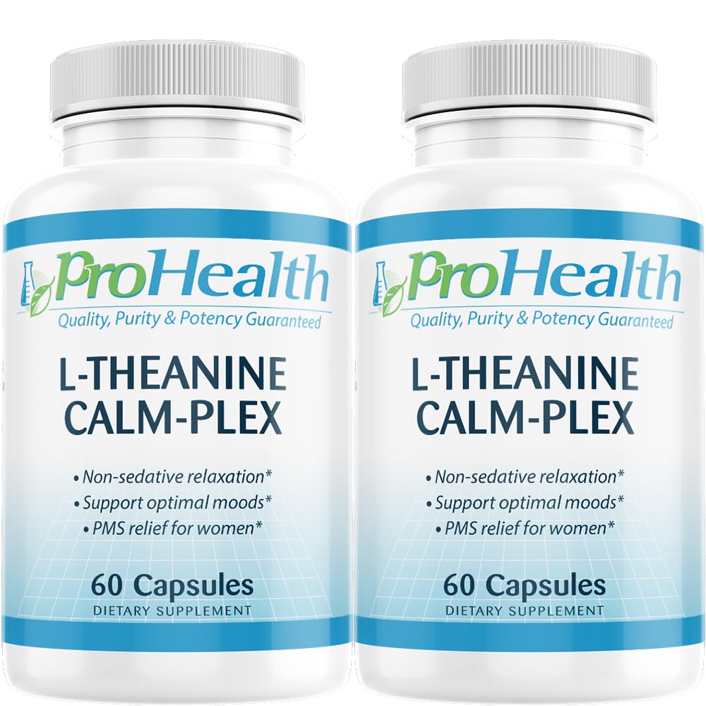 ProHealth, Inc. L-Theanine Calm-Plex with GABA and 5-HTP (Suntheanine) (100 mg, 60 Medium Capsules) 2 Pack