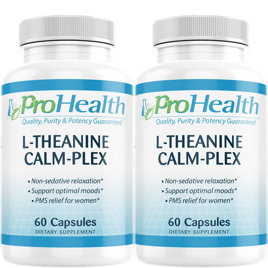 ProHealth, Inc. L-Theanine Calm-Plex with GABA and 5-HTP (Suntheanine) (100 mg, 60 Medium Capsules) 2 Pack