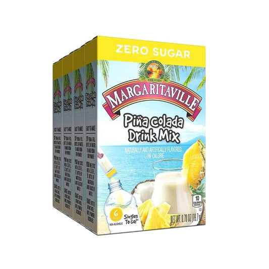 Margaritaville Singles To Go Water Drink Mix  Pina Colada Flavored NonAlcoholic Powder Sticks 6 CT 070 Ounce Pack of 4