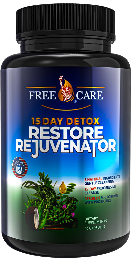 FreeCare Colon Cleanse 15+5Day Upgrade,Advanced Gut Cleanse Detox for Women & Men Fast Natural Laxative for Constipation Relief with Cascara Sagrada, Psyllium Husk, Senna Leaf & Probiotics, Non-GMO